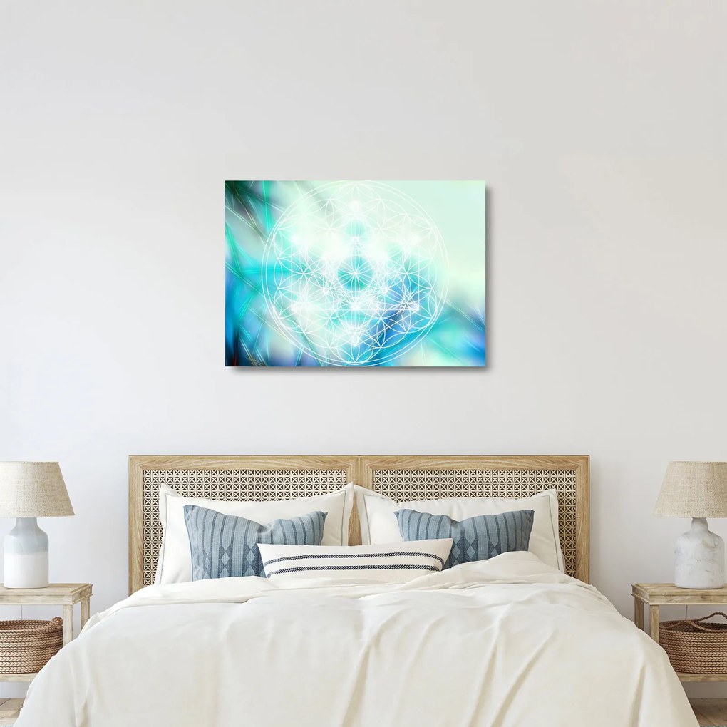 Kép - Merkaba türkiz háttérrel (üvegen) (70x50 cm)