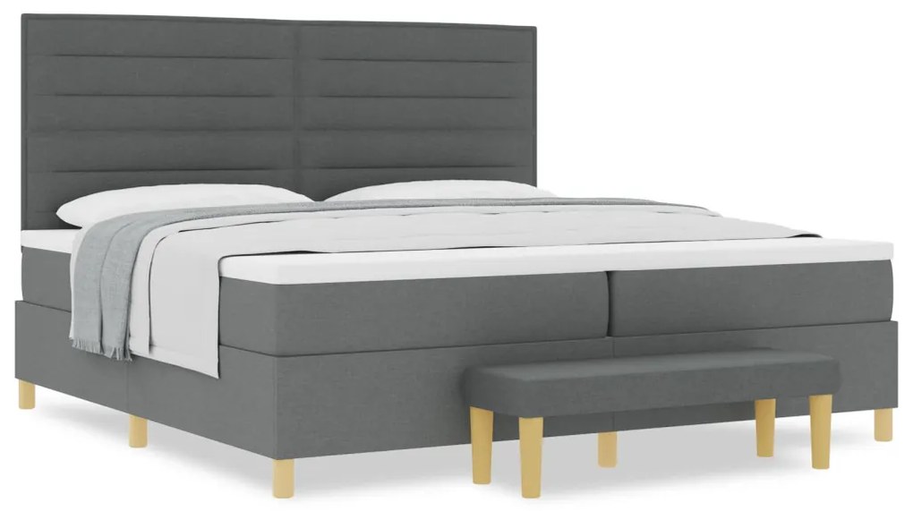 Boxspring Ágy Matrac &amp; Padló Szürke 200x200 cm Szövet