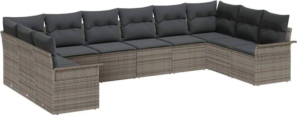 vidaXL Kerti Kanapé Szett tárolóval 10 pcs Szürke polirattan