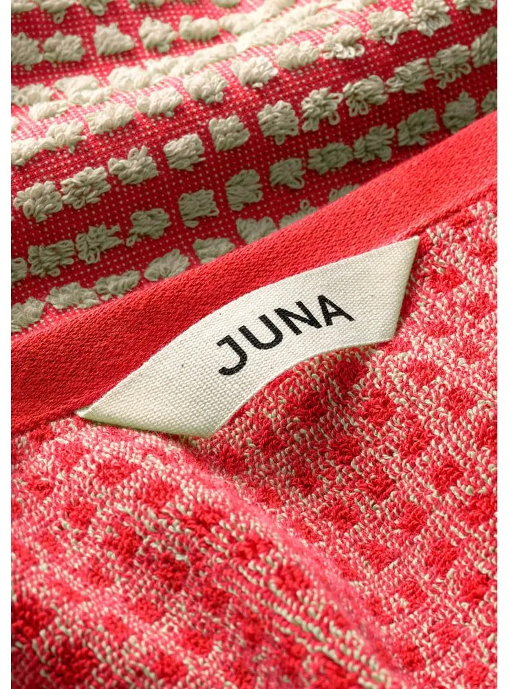 Piros frottír bio pamut törölköző 50x100 cm Check – JUNA