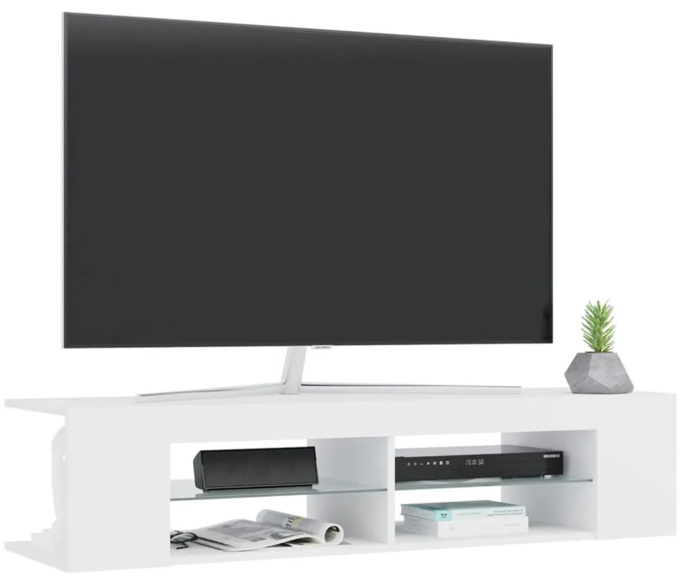 fehér TV-szekrény LED-lámpákkal 135 x 39 x 30 cm