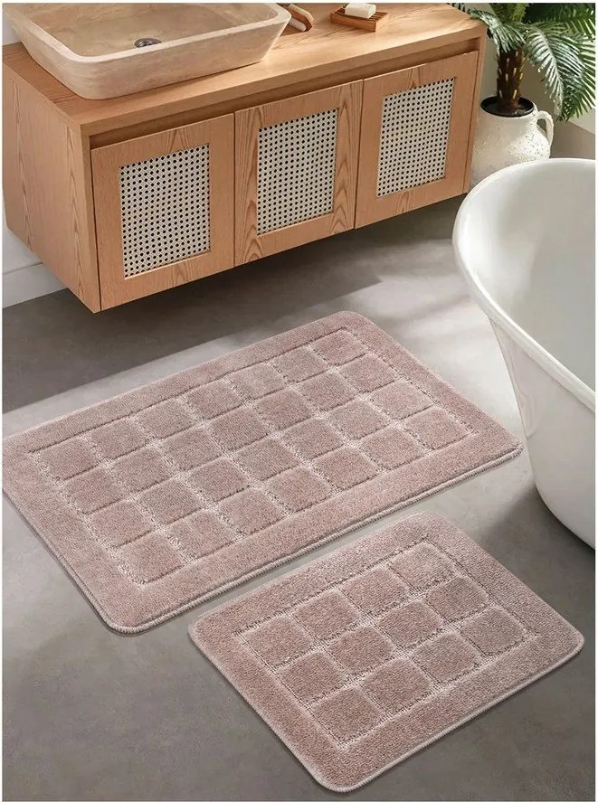 Barna fürdőszobai kilépő szett 2 db-os 50x80 cm Kareli – Foutastic