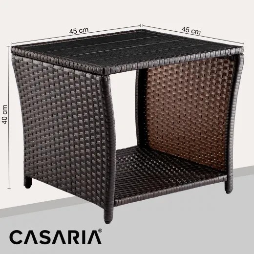 Casaria® Vedis rattan asztal 45x45x40cm - barna