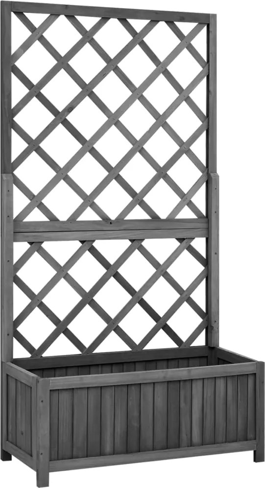 vidaXL fekete tömör fenyőfa rácsos kerti ültetőláda 70 x 30 x 135 cm