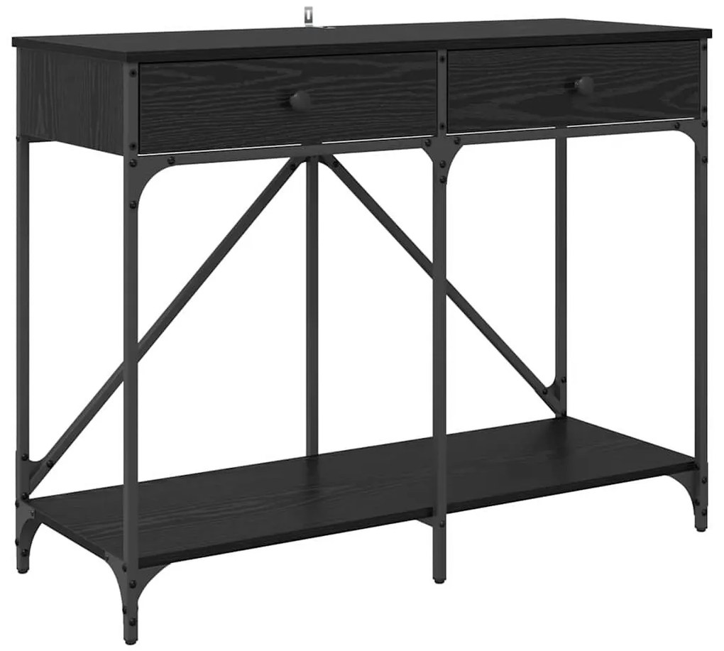 Konzolasztal fiókkal Fekete tölgy 100 x 39 x 78,5 cm Faanyag