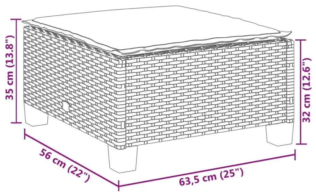 fekete polyrattan kerti szék párnával 63,5 x 56 x 32 cm