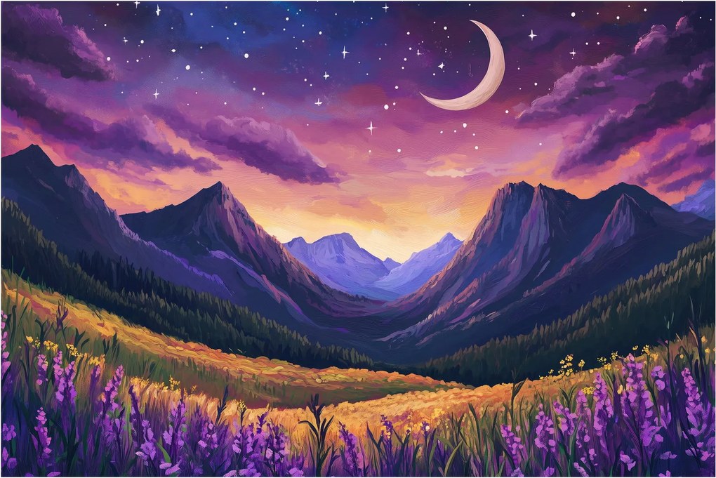 Kép - Lila táj (90x60 cm)