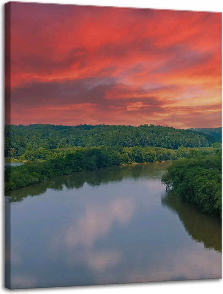Vászonkép Rózsaszín ég Nap Folyó Természet 30x40 cm