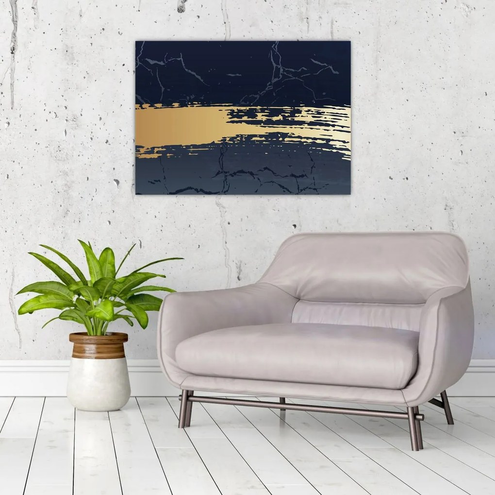 Kép - Kék és arany absztrakció N⁰2 (70x50 cm)
