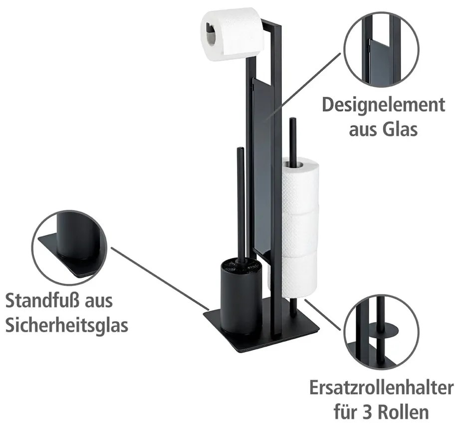 Matt fekete acél WC-papír tartó állvány Rivalta – Wenko