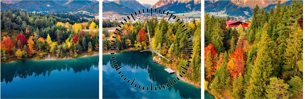 Kép - Urisee-tó, Ausztria (órával) (90x30 cm)