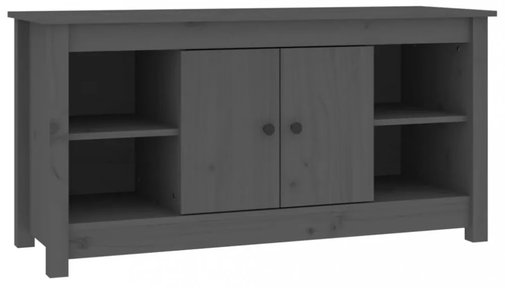 szürke tömör fenyőfa TV-szekrény 103 x 36,5 x 52 cm