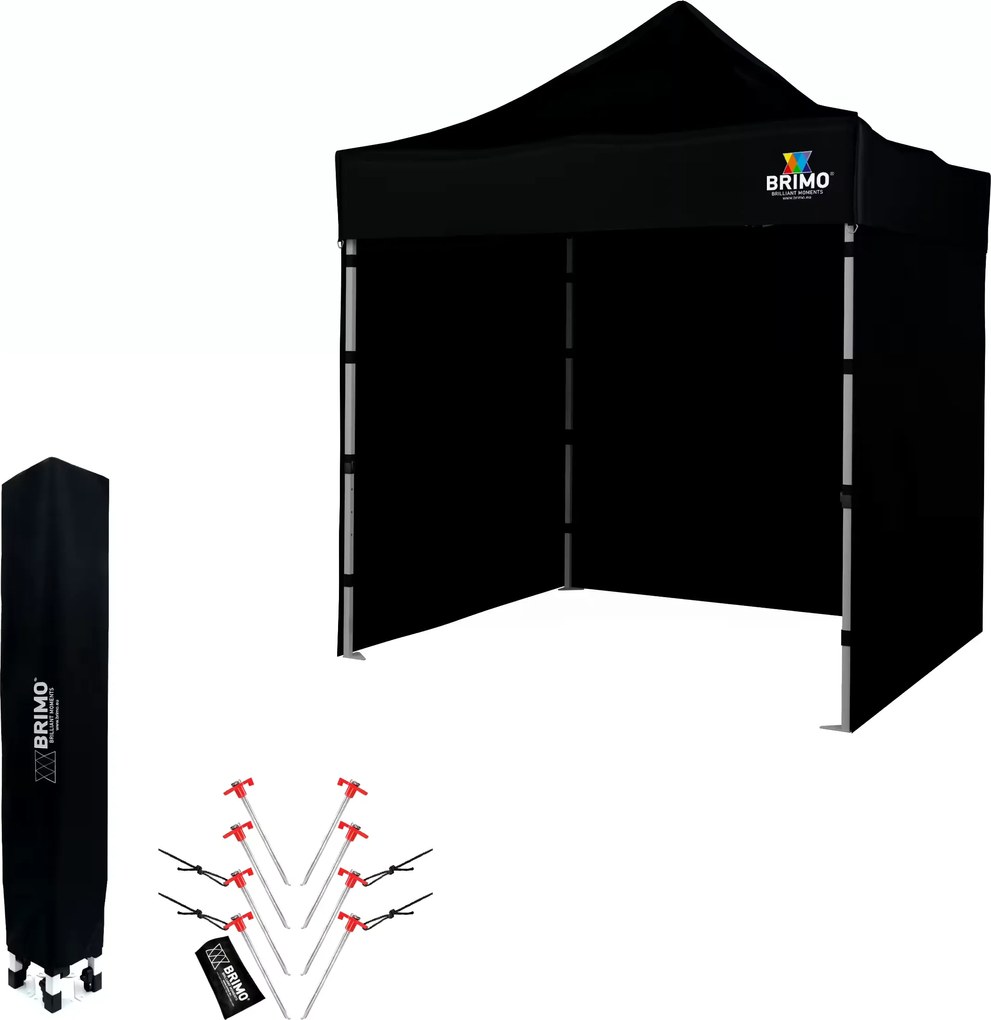 Gemini povedal Pop-up pavilon 2x2 m acél | Profi háttér Felállítva 45 mp alatt. - plusz 3 oldalfal - Fekete