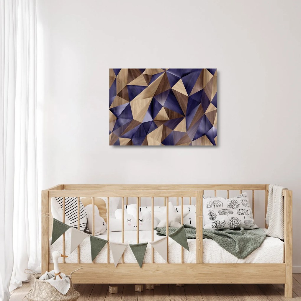 Kép - 3D fa háromszögek (üvegen) (70x50 cm)