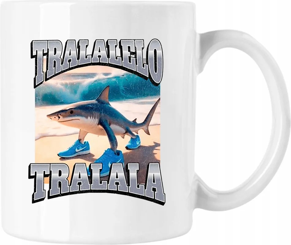 Bögre tralalero tralala cápa brainrot 3 Fehér 330ml