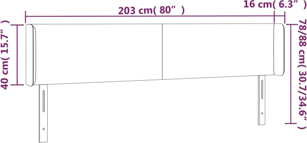 rózsaszín bársony LED-es fejtámla 203x16x78/88 cm