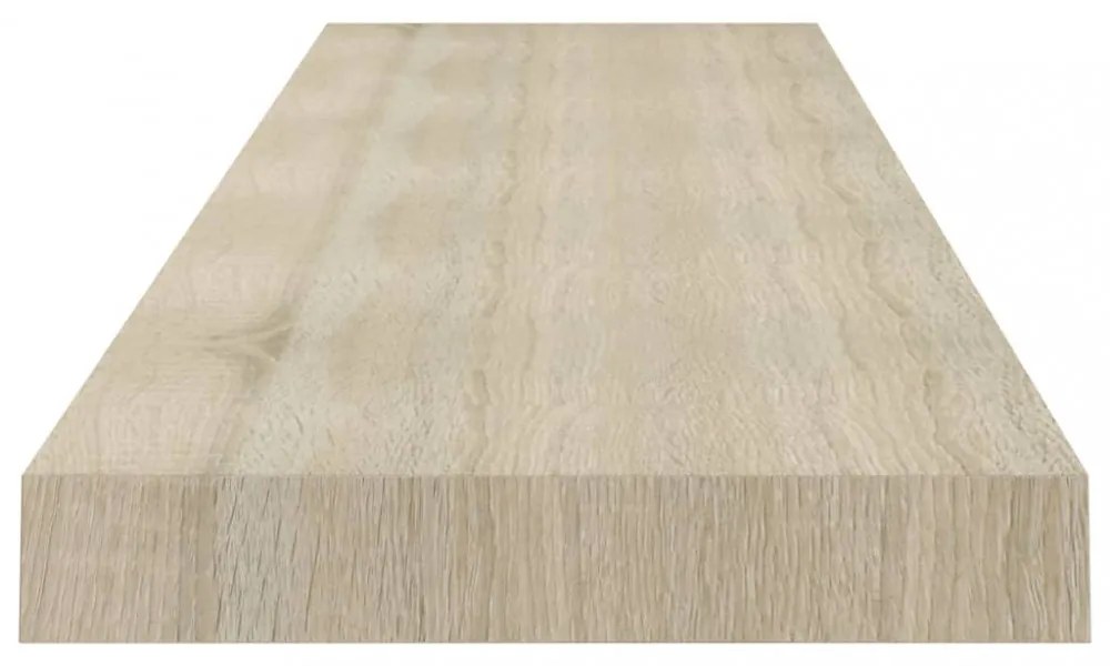 4 db tölgyszínű MDF lebegő fali polc 120 x 23,5 x 3,8 cm