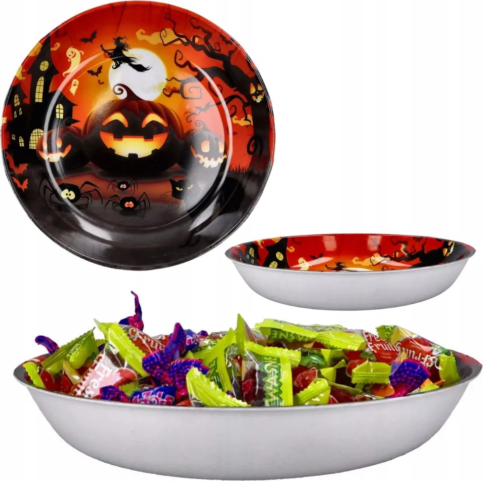 Műanyag tál Sütőtök Kísértetház asztali dekoráció Halloween