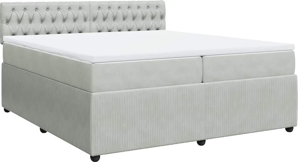 vidaXL világosszürke bársony rugós ágy matraccal 200x200 cm