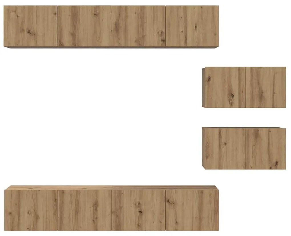 TV Szekrény Szett 6 pcs kézműves tölgy 80 x 30 x 30 cm Közepes