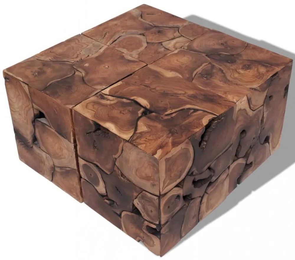 vidaXL 60 cm tömör tikfa dohányzóasztal / zsámoly