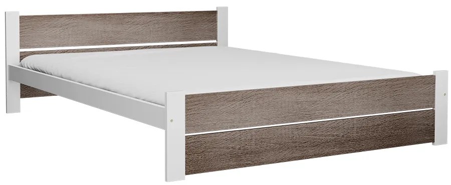 IKAROS DOUBLE ágy 140 x 200 cm, fehér/trüffel tölgy Ágyrács: Léces ágyrács, Matrac: Coco Maxi 20 cm matrac