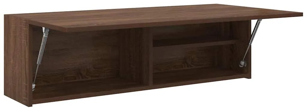 barna tölgyszínű szerelt fa fali fürdőszobaszekrény 100x25x30cm