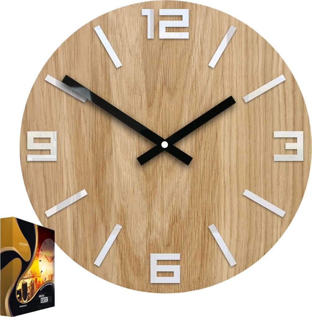 Falióra Akril Tölgy Fa Arabic Wood Fehér Kerek