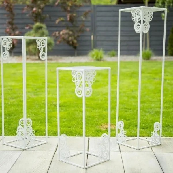 Virágállvány 80x24 cm, fehér