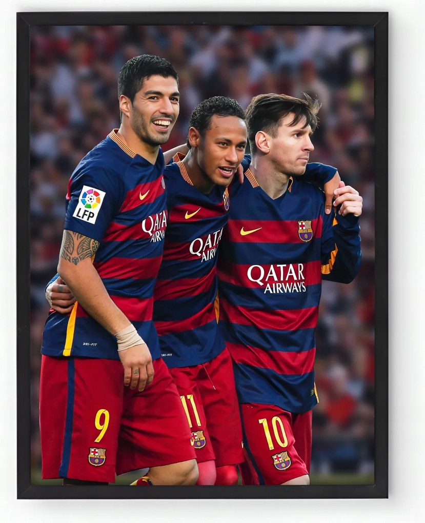 Poszter keretben Lionel Messi, Suarez, Neymar Barca 20x30 Ajándék ötlet