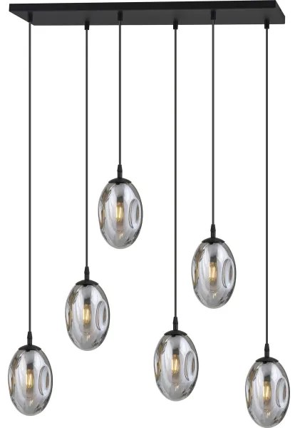 Csillár zsinóron ASTRAL 6xE14/10W/230V fekete/füstös