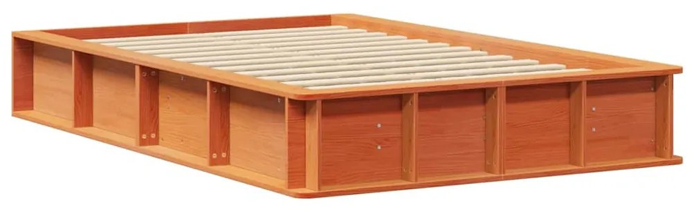 Ágykeret tárolóval Viaszbarna 120 x 200 cm Tömör fa