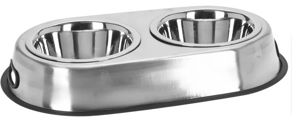 Double Dupla rozsdamentes acél tál, ezüst