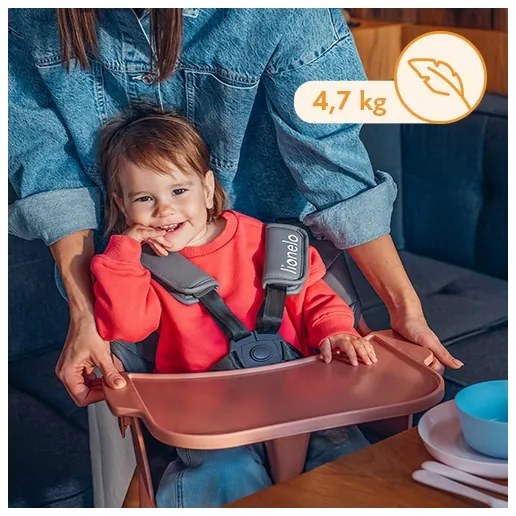 Lionelo - Gyermek etetőszék 2 az 1-ben KOEN Pink Rose