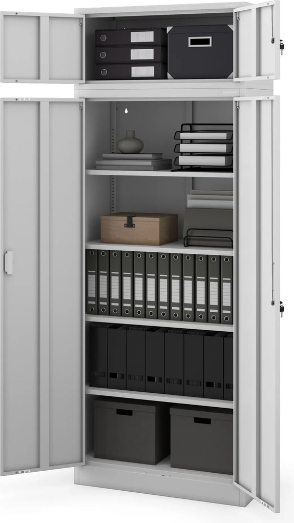 Irodai iratszekrény 4 polccal, szürke, 1750x800x400 mm: JAN