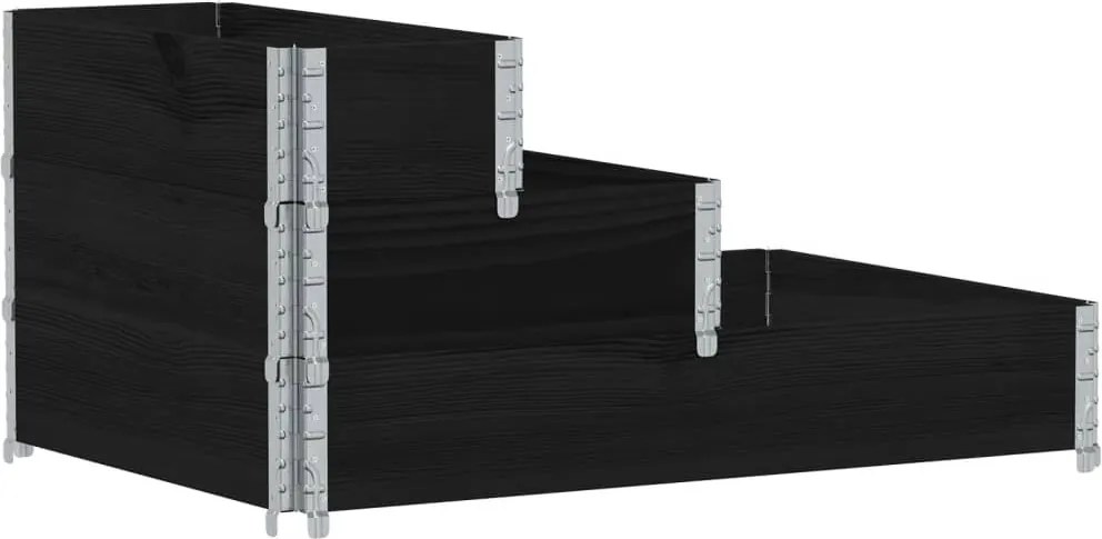 vidaXL 3 szintes fekete tömör fenyőfa magaságyás 120 x 80 cm