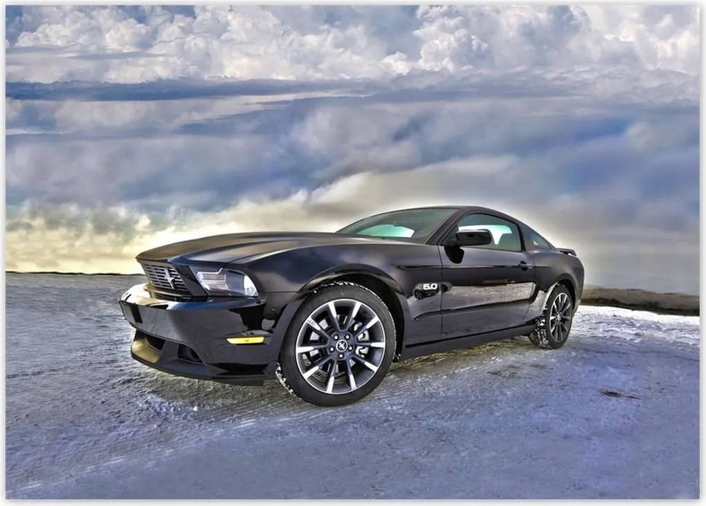 Poszterek 70x50 Ford Mustang a hóban Autó Klasszikus Made in Usa