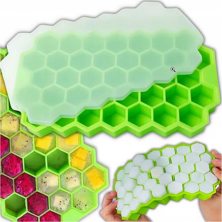 Szilikon Öntőforma Jégkockákhoz, Fedővel, Rugalmas Jégforma