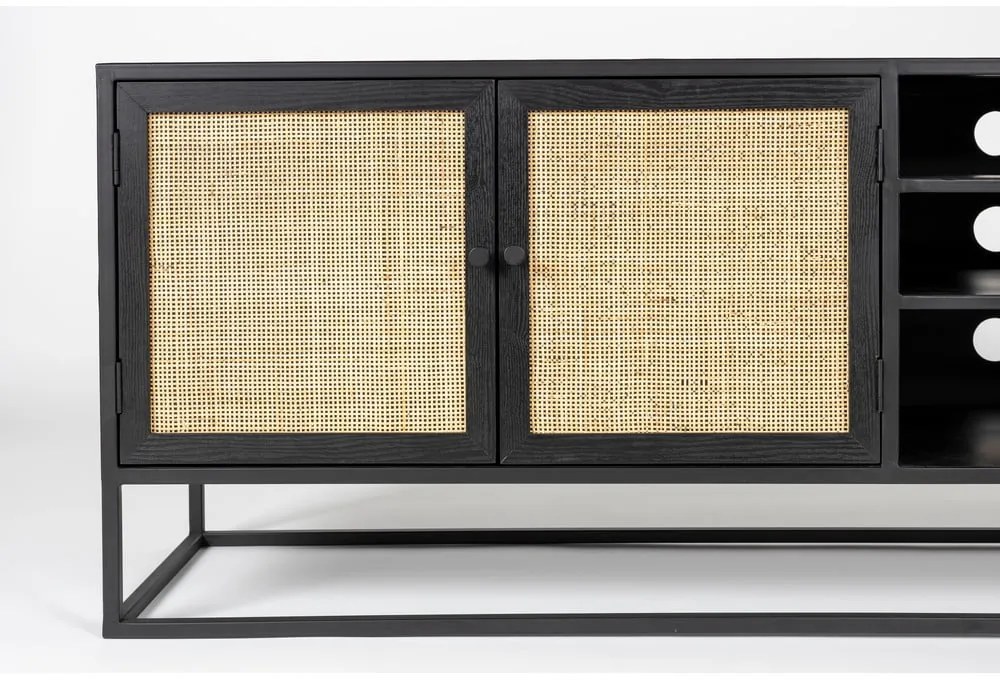 Fekete rattan TV-állvány 38x55 cm Guuji – White Label