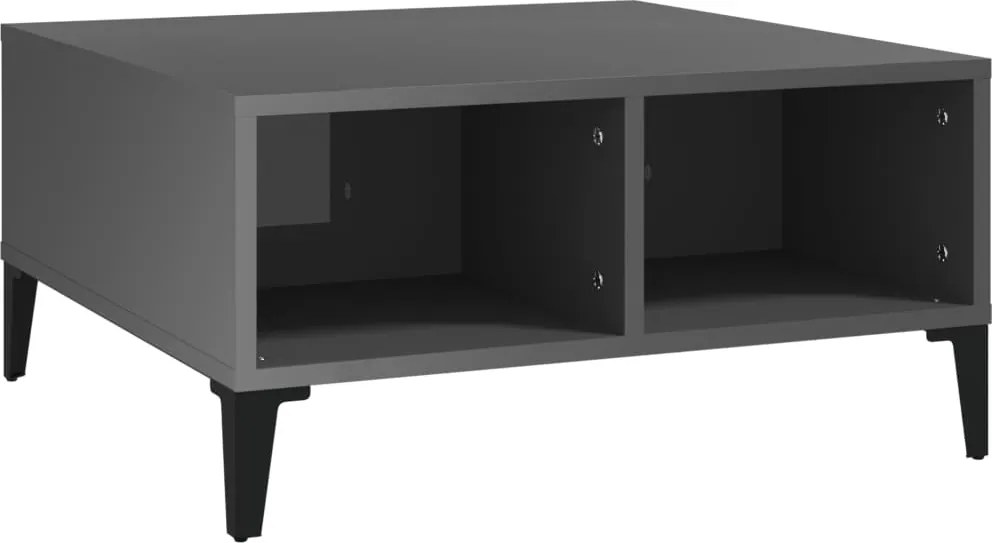 vidaXL magasfényű szürke szerelt fa dohányzóasztal 60 x 60 x 30 cm
