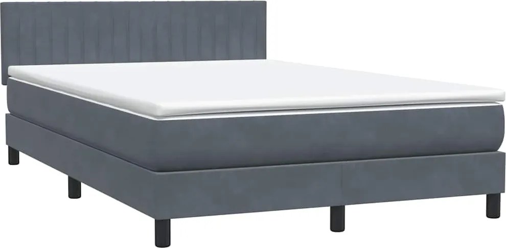 vidaXL sötétszürke bársony rugós ágy matraccal 140x220 cm
