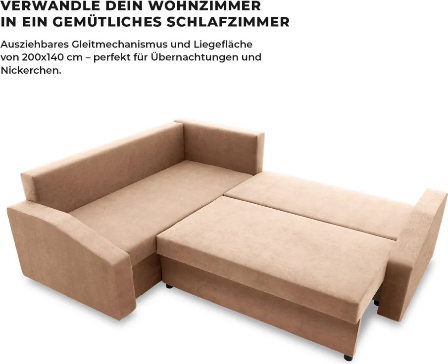 Grande Plus sarokkanapé, baloldali, szövet anyag, barna