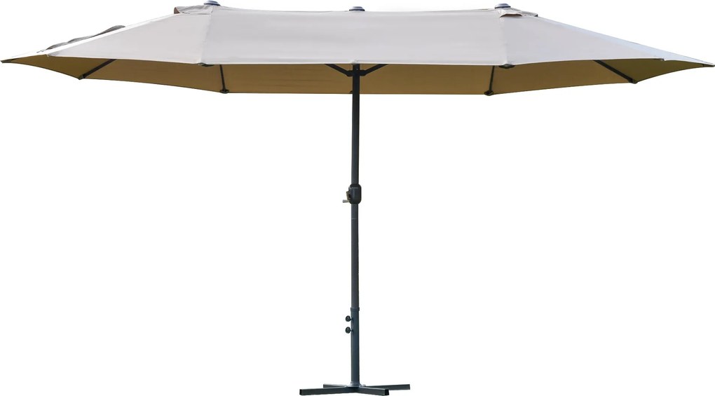 Outsunny XXL Kerti Napernyő Keresztalappal, Nagy Méret 4.6L x 2.7W x 2.4H m, Forgókarral Nyitható és Zárható Acél Magas Sűrűségű Poliészter Kávé | Aos