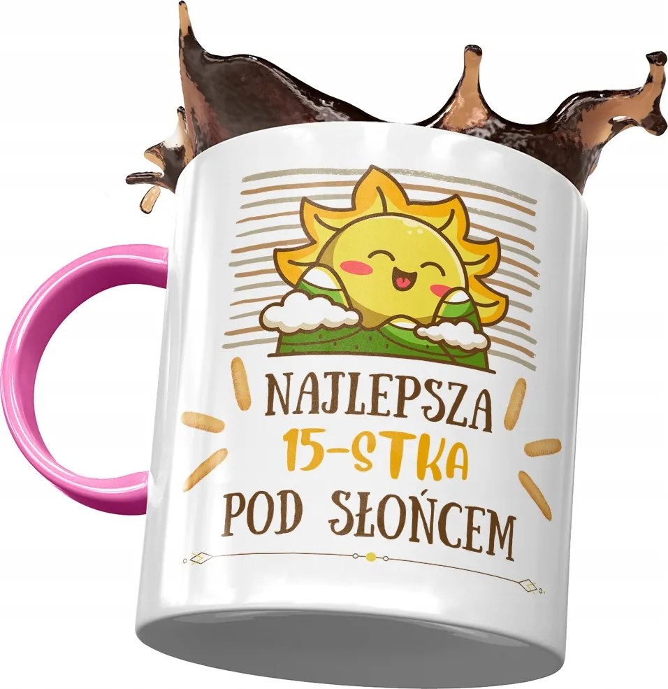 Rózsaszín Bögre Születésnapra 15 15. 15. Ajándék Nyomtatott Fotóval