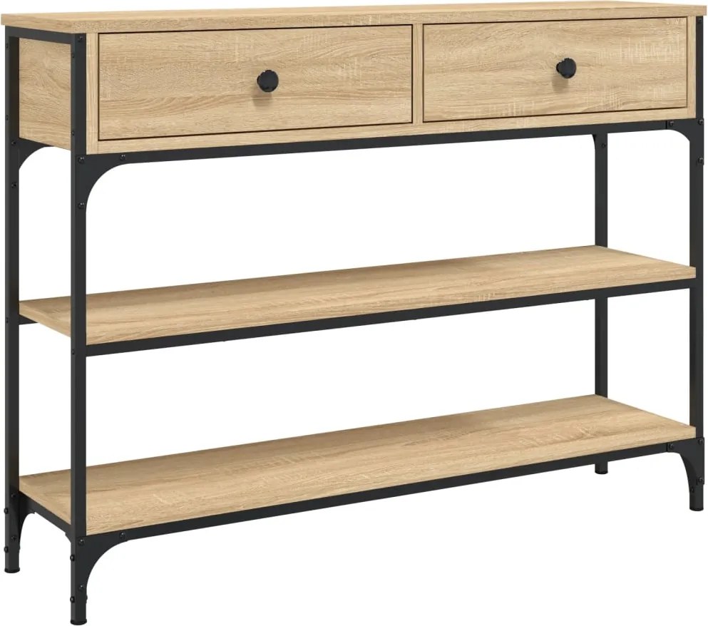 vidaXL füstös tölgy színű szerelt fa tálalóasztal 100x25x75 cm