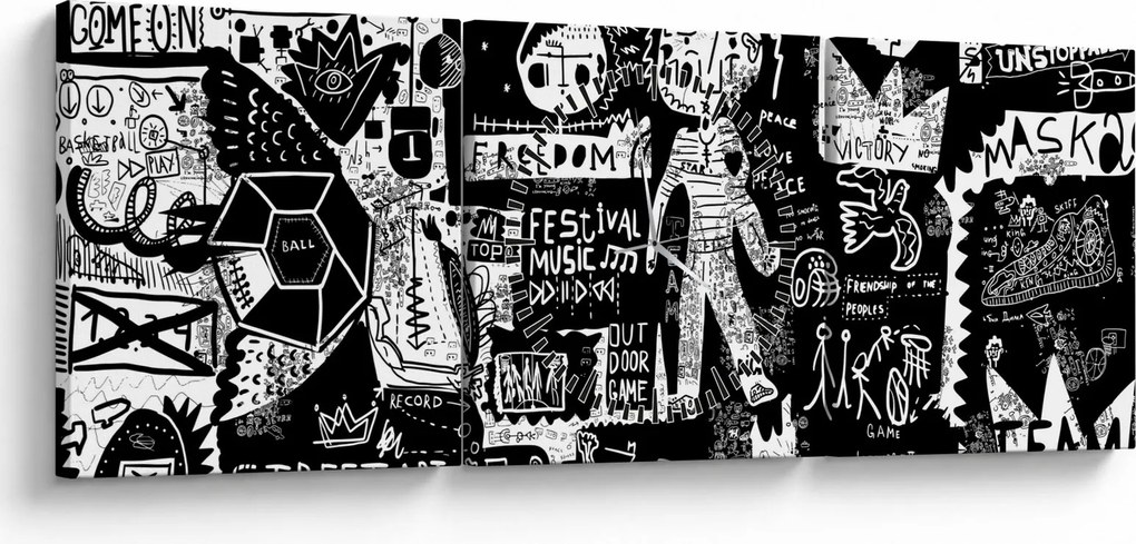Kép - Graffiti (órával) (90x30 cm)