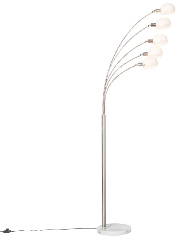 Design állólámpa acélból opál üveggel 5 lámpás - Sixties Marmo
