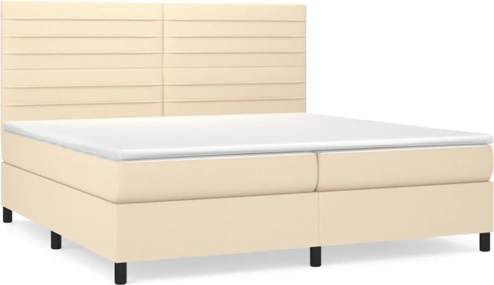 vidaXL krémszínű szövet rugós ágy matraccal 200 x 200 cm