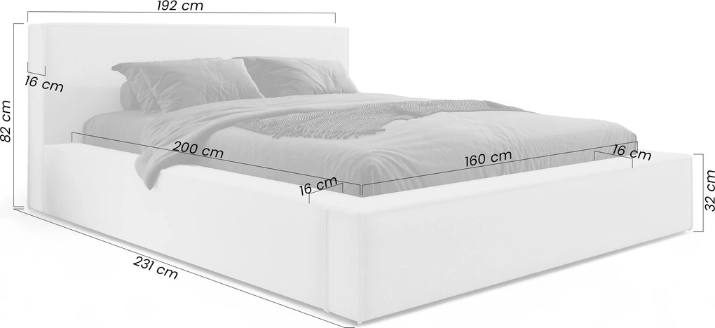 Nirello kárpitozott ágy 160x200 cm, ágyneműtartós - bézs buklé Quelle 03