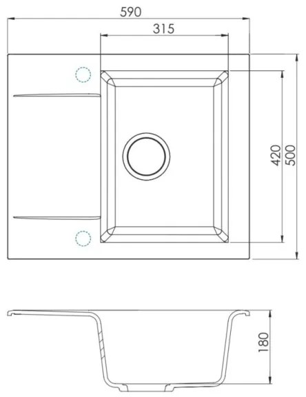 ALVEUS 1149116 - Mosogató GEM 59x50 cm gránit/fekete